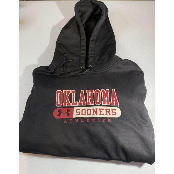 Under Armour Oklahoma University Black Pullover Hoodie Mens Sz Small - Picture 1 of 9